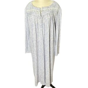 E.W.Williams Woods 2XL Floral Nightgown Cotton Blend Lace Yoke Sleepwear Vintage